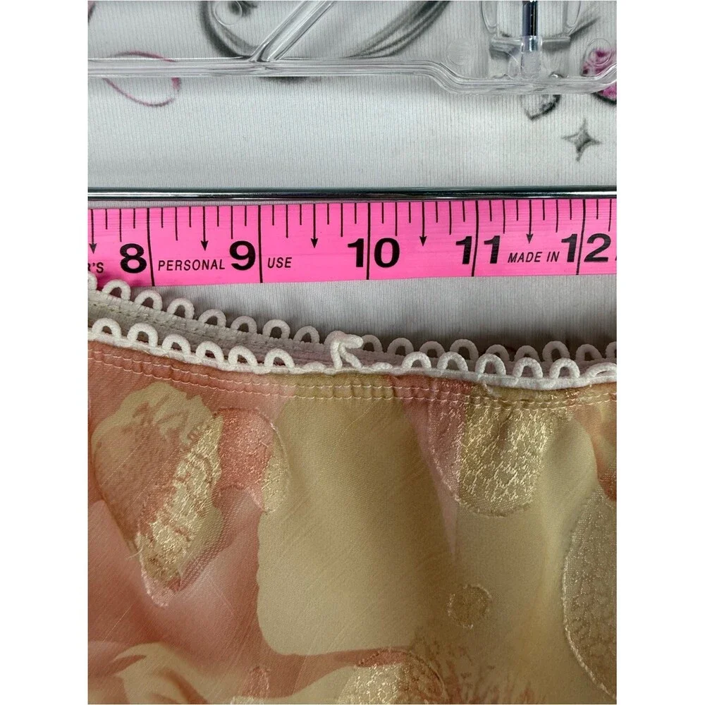 Skirt floral shiny vintage Floral Satin Slip Skirt in Peach and Cream
